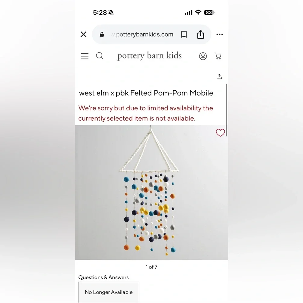 West Elm x Pottery Barn Kids Felted Pom-Pom Mobile